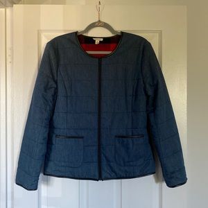 Red plaid and denim Reversible Quilted Jacket
